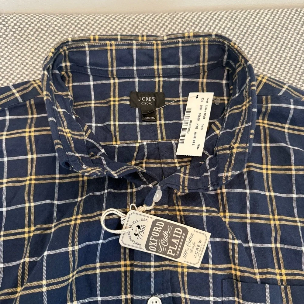 J. Crew Plaid Oxford Cloth Button Down size L